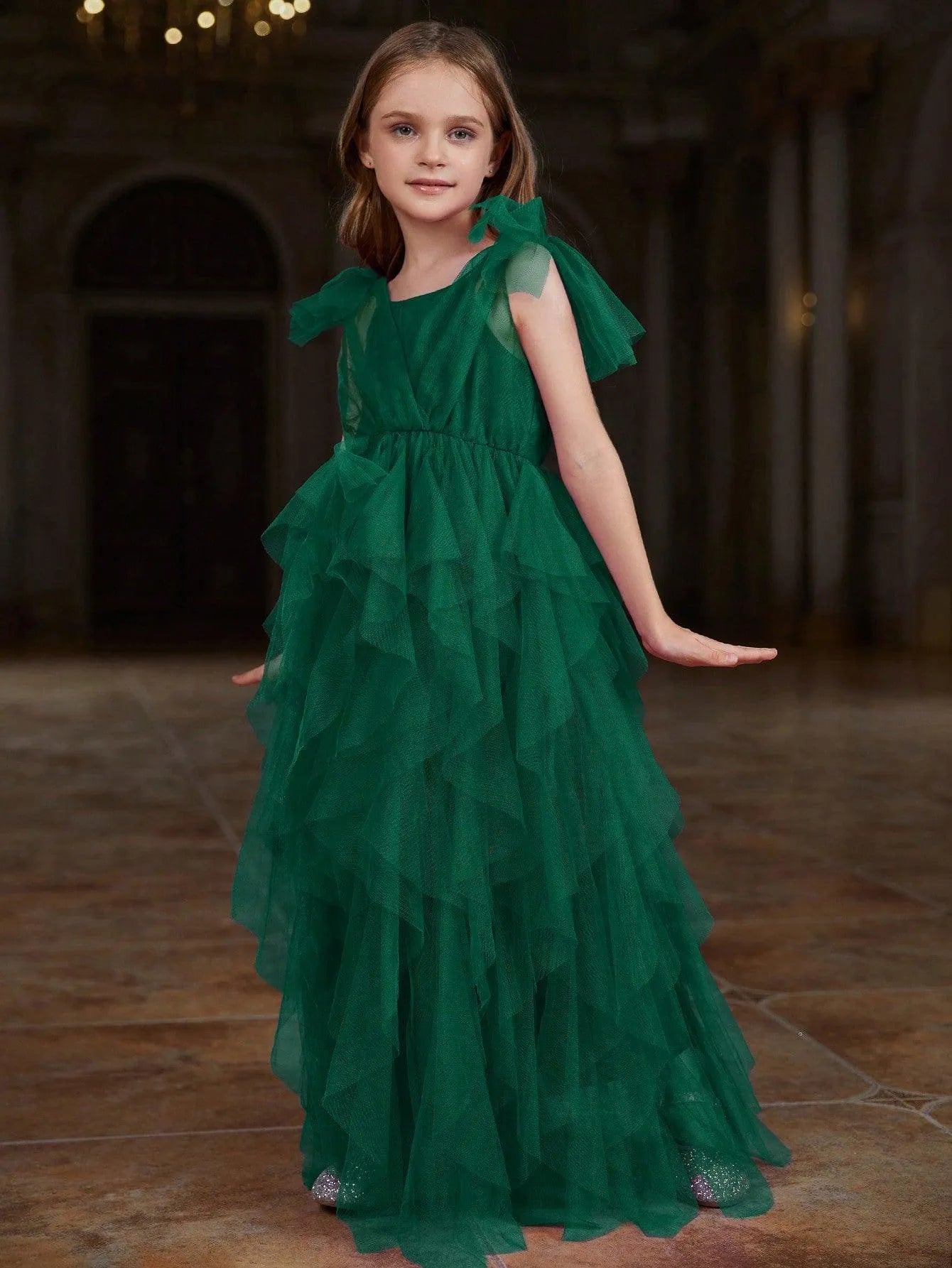 Tween Girls' Mesh Overlay Sleeveless Party Dress - Elonnashop