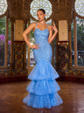 Contrast Mesh Sequin Mermaid Cami Dresses