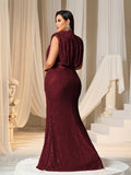 Plus Sequin Evening Gown with High Slit – Mermaid Silhouette for Luxury Weddings or Red-Carpet Events, 1XL-5XL