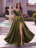 Gorgeous Ruched Bodice Lace Up Back Maxi Satin Ball Dress