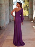 One Shoulder Twist Front Split Formal Dress