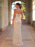 Elegant Strapless Mermaid Evening Gown with Beaded Embroidery | Back Lace-Up Detail | Floor-Length Formal Dress for Galas, Weddings & Red Carpets