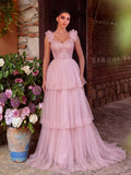 Gorgeous Sweetheart Collar Sequin Bodice Contrast Mesh Hem Prom Dress