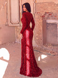 Sweetheart Neck Split Thigh Sequin Formal Dress