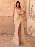 Gorgeous Beaded Sequin Mermaid Gown with High Slit – Elegant Evening Dress for Galas, Weddings & Black-Tie Events