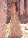 Plus Off Shoulder Graphic Sequin Formal Prom Dress Evening Dress