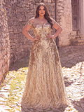 Plus Off Shoulder Graphic Sequin Formal Prom Dress Evening Dress