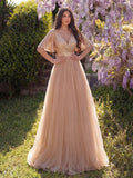 Elegant Surplice Neck Butterfly Sleeves Sequin Party Dress