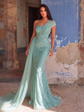 Luxury Gorgeous One Shoulder Draped Side Mermaid Prom Dress