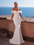 Off Shoulder Mermaid Hem Wedding Dress
