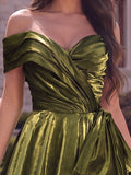 Gorgeous Ruched Bodice Lace Up Back Maxi Satin Ball Dress