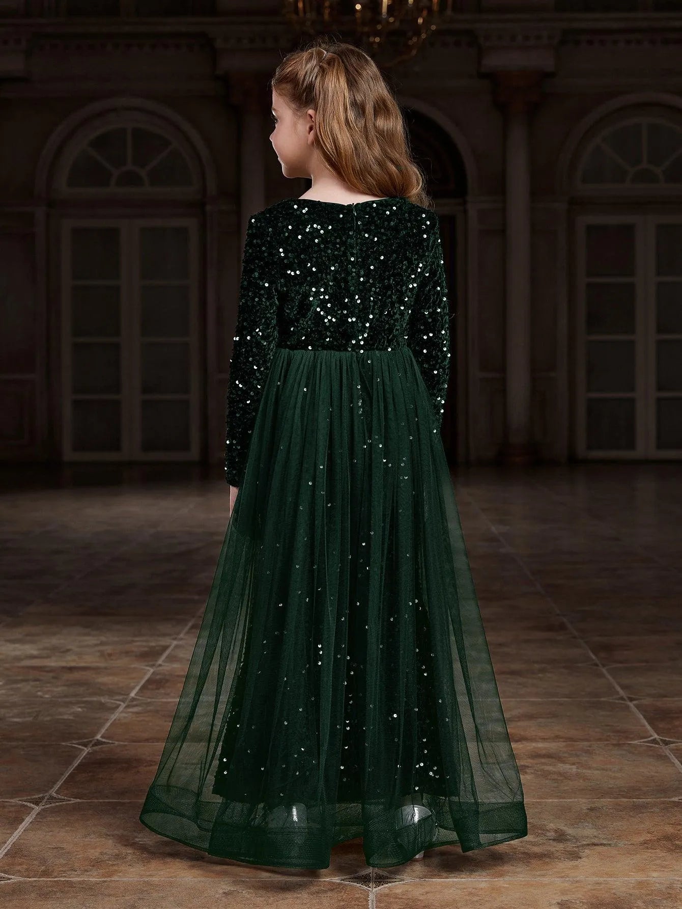 Tween Girls' Mesh Overlay Sequin Mermaid Dress - Elonnashop