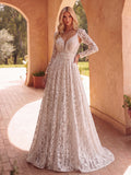Gorgeous Elegant Plunging Neck Two Pieces Lace Wedding Dress