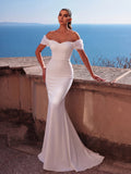 Off Shoulder Mermaid Hem Wedding Dress