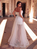 Strapless Dress with Sheer Overlay