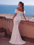 Off Shoulder Mermaid Hem Wedding Dress