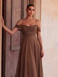 Elegant Ruched Front Back Lace Up Cami Dress