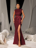 Elegant Sequin Evening Gown with High Slit – Mermaid Silhouette for Luxury Weddings or Red-Carpet Events, XS-XL