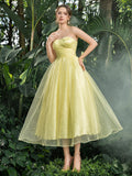 Midi Elegant Strapless Gown with Back Lace-up – Spring/Summer Dress for Garden Parties, Picnics & Outdoor Events