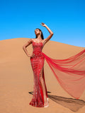 Luxury Beaded Sequin Mermaid Gown with High Slit – Evening Dress for Galas, Red Carpets & Black-Tie Affairs