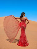 Luxury Beaded Sequin Mermaid Gown with High Slit – Evening Dress for Galas, Red Carpets & Black-Tie Affairs