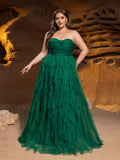 Plus Mesh Overlay Tube Wedding Dress
