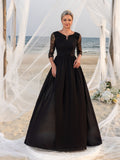 Womens' Lace Bodice & Chiffon Skirt Mother-of-the-Bride Formal Dress