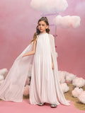 Tween Girls' Mock Neck Extra-Long Sleeves Pleated Chiffon Dress