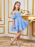 Tween Girls' Cold Shoulder Floral Applique A-line Cami Party Dress