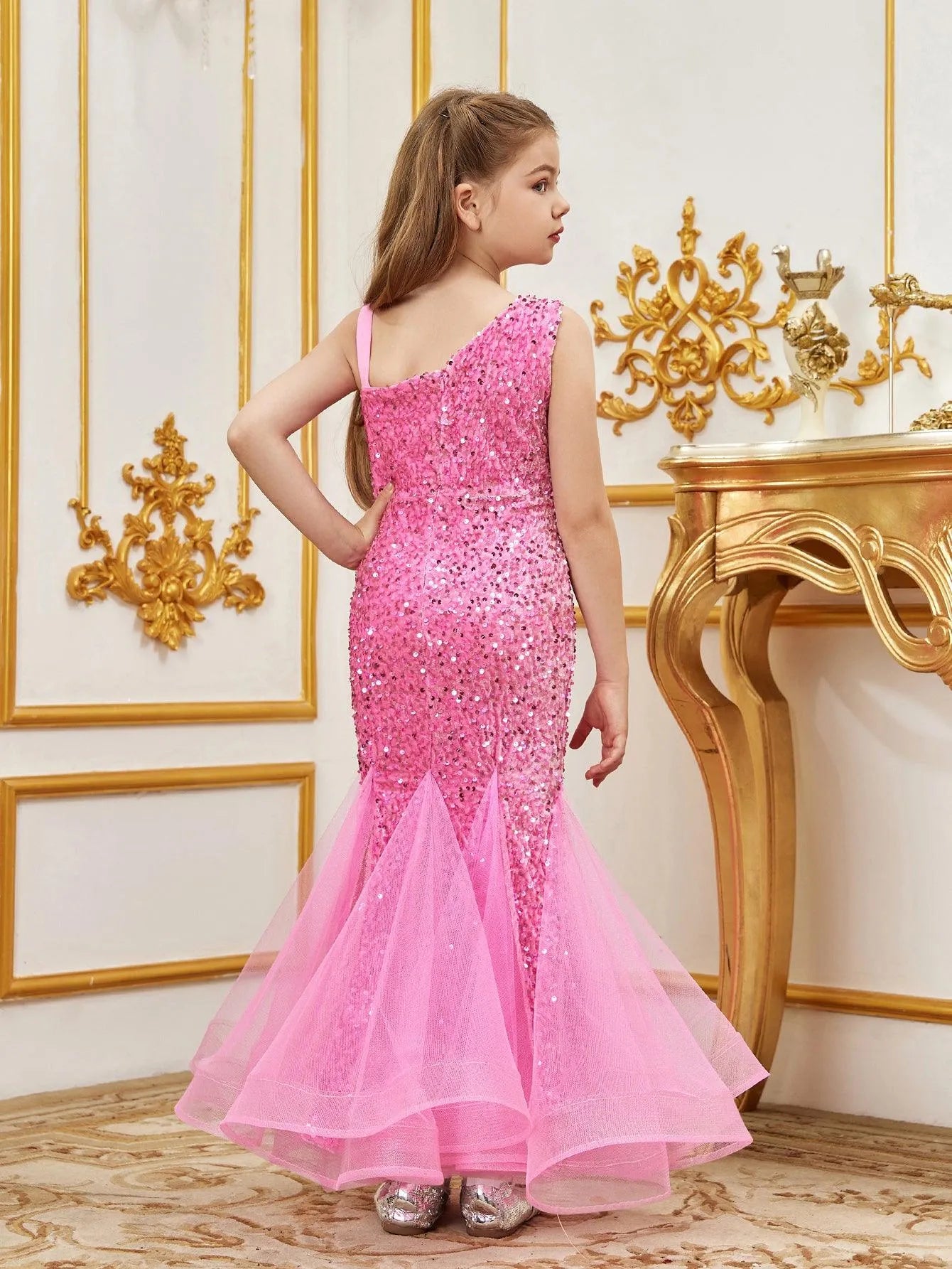 Tween Girls' Mesh Insert Mermaid Hem Sequin Dress - Elonnashop