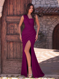 Elegant One Shoulder Sleeveless Split Thigh Dress
