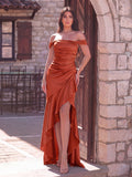 Elegant Off Shoulder Asymmetrical Ruffle Hem Party Dress