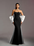 Vintage Mermaid Hem Tube Prom Dress with Big Bow