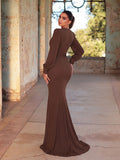 Surplice Neck Lantern Sleeve Chiffon Mermaid Dress