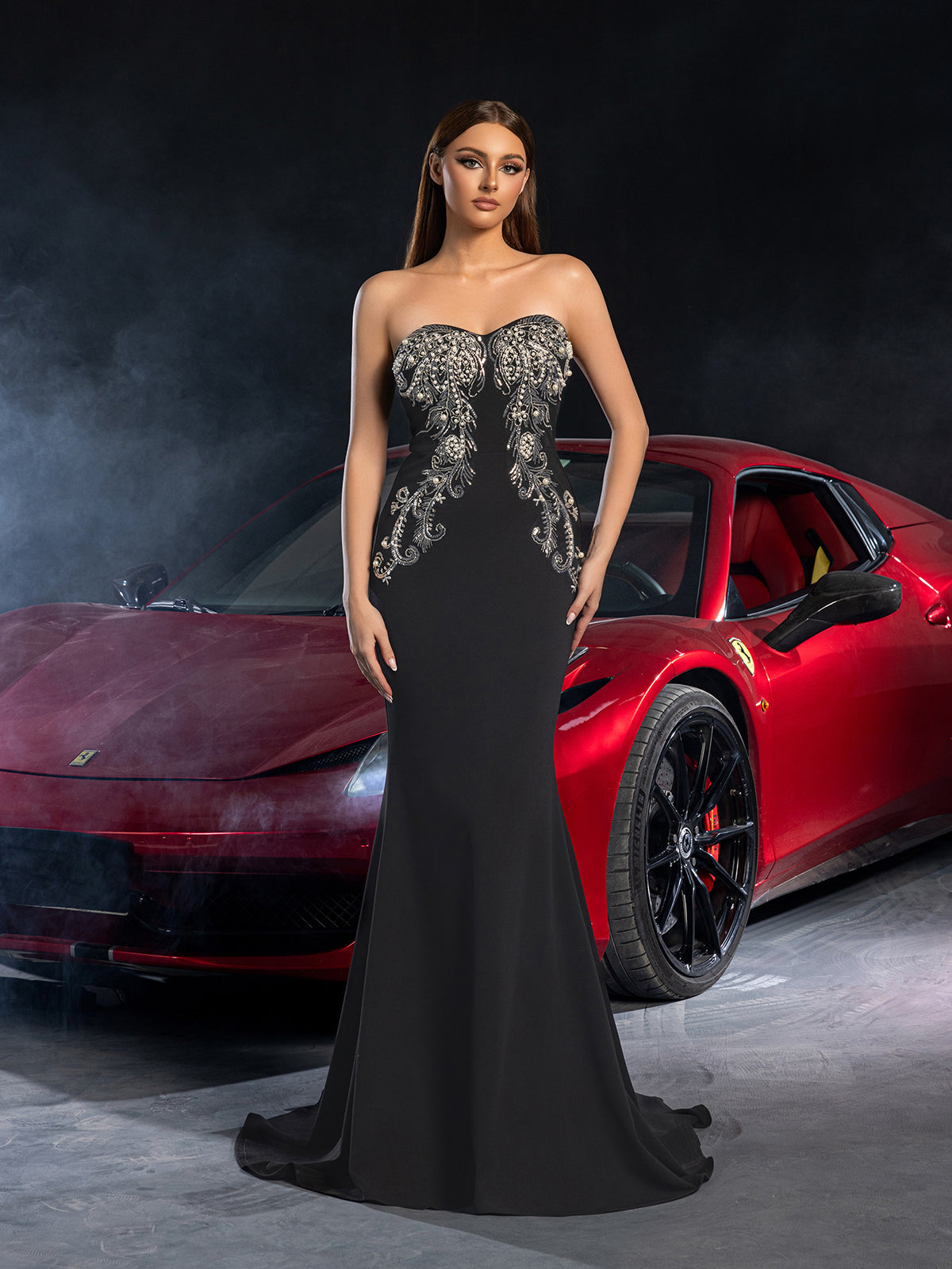 Gorgeous Beaded Detail Mermaid Hem Evening Dress Wedding Dress