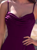 Elegant Spaghetti Strap Draped Collar A Line Formal Dress