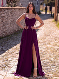 Elegant Spaghetti Strap Draped Collar A Line Formal Dress