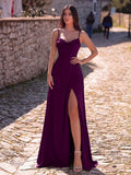 Elegant Spaghetti Strap Draped Collar A Line Formal Dress