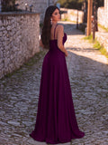 Elegant Spaghetti Strap Draped Collar A Line Formal Dress
