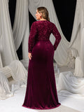 Plus Velvet Party Dress with Sequin Embellishments – Luxurious Evening Wear for Red Carpet, Gala Dinners & High-End Parties, 1XL-3XL