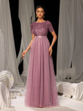 Elegant Tulle Party Dress with Sequin Top & Tulle Skirt – Luxury Evening Wear for Weddings, Formal Dinners & Red Carpet Events