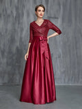 Womens' Shawl Collar Sequin Contrast Satin Formal Dress - Elonnashop