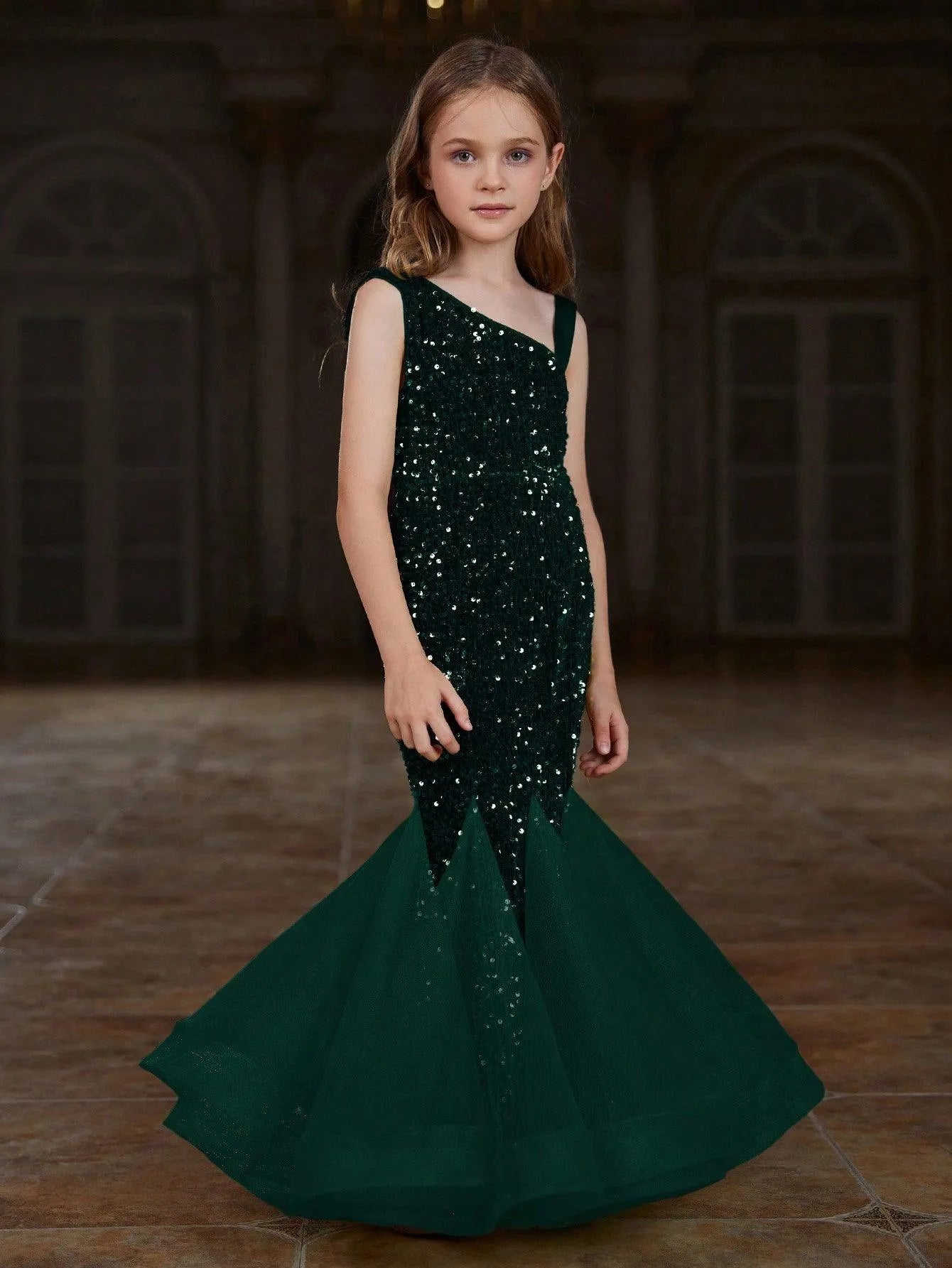 Tween Girls' Mesh Insert Mermaid Hem Sequin Dress - Elonnashop
