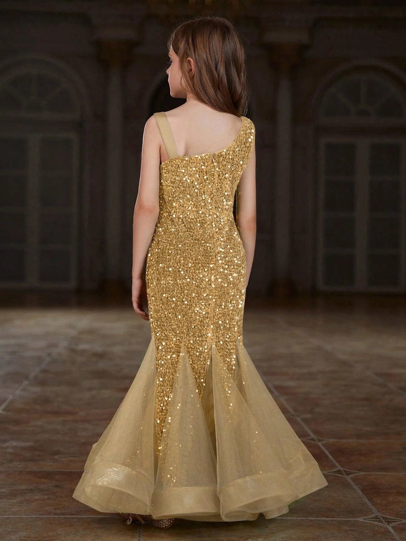 Tween Girls' Mesh Insert Mermaid Hem Sequin Dress - Elonnashop