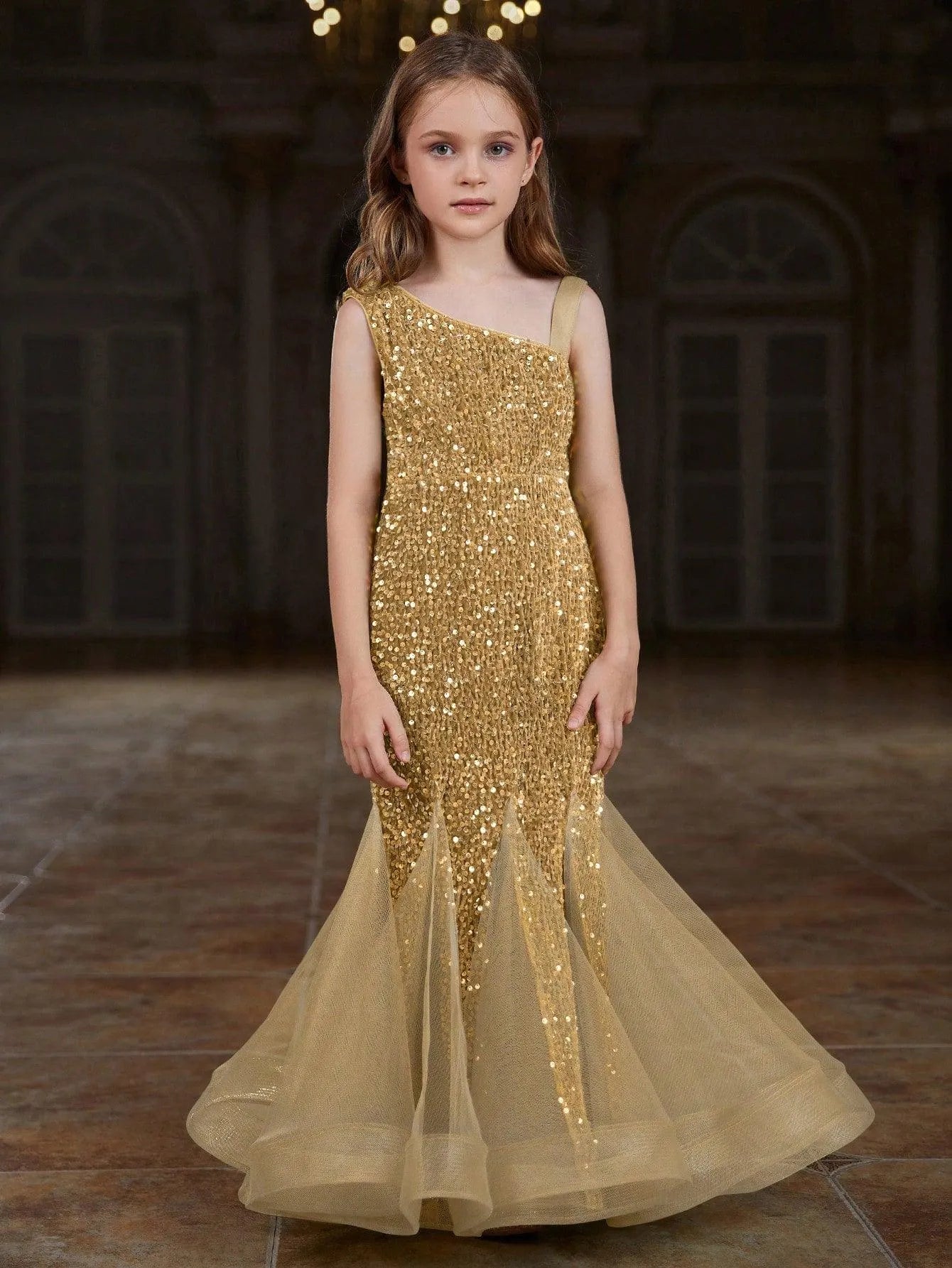 Tween Girls' Mesh Insert Mermaid Hem Sequin Dress - Elonnashop