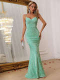 Elegant Spaghetti Straps Sequin Mermaid Dresses - Elonnashop