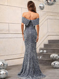 Off Shoulder Sequin Mermaid Dresses - Elonnashop