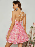 Elegant One Shoulder Sleeveless 3D Flower Dress - Elonnashop